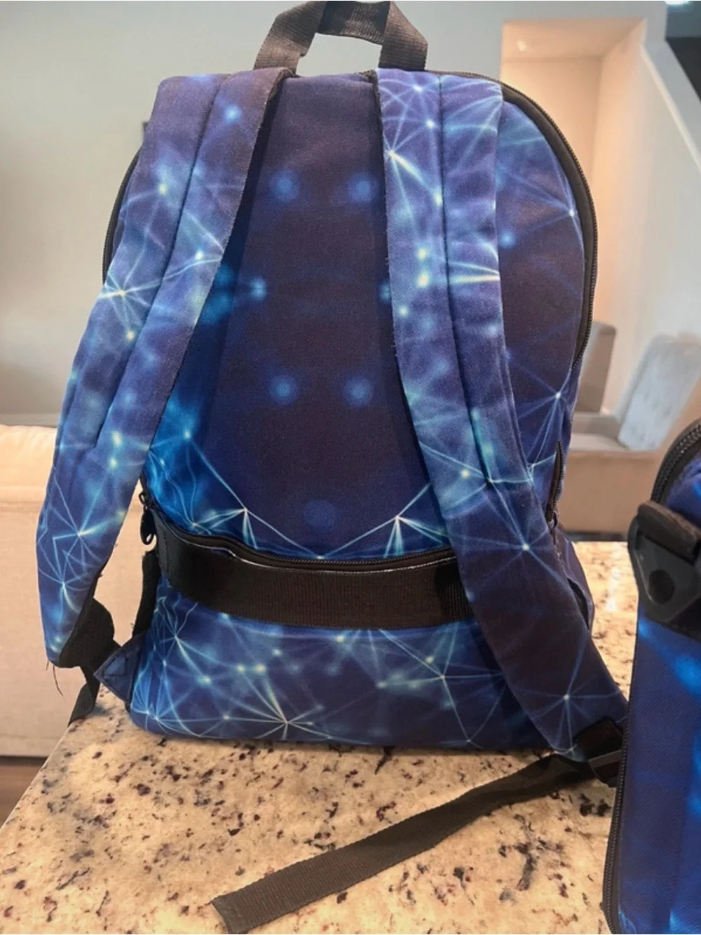 Blue Geometric Print Boy’s Backpack and Lunch Bag Set